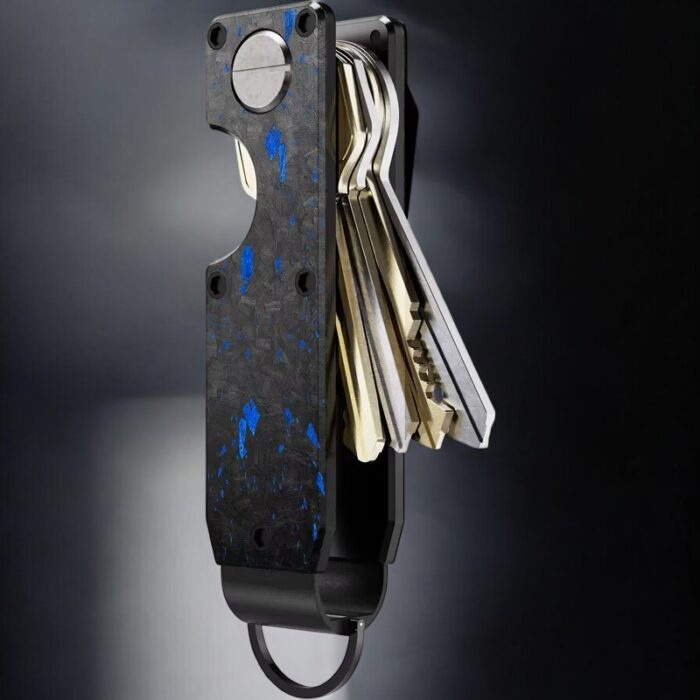 LECERTO ALUMINIOWE ETUI BRELOK NA KLUCZE NIEBIESKI CARBON - obrazek 2