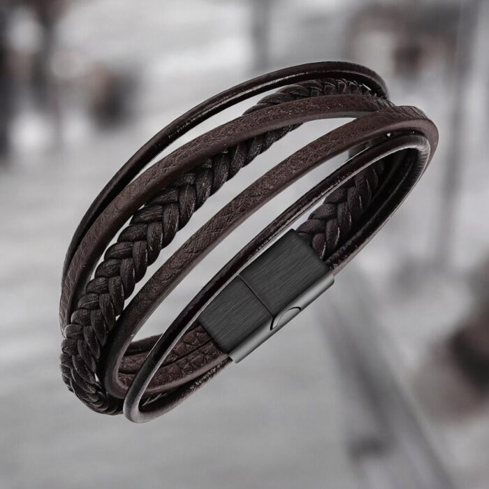 SKÓRZANA PERSONALIZOWANA BRANSOLETKA PLECIONA MĘSKA RZEMIEŃ SKÓRA NATURALNA PREMIUM GRAWER GRATIS - obrazek 7