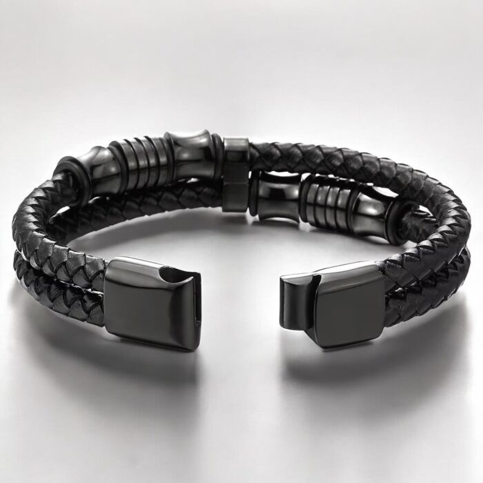 SKÓRZANA PERSONALIZOWANA BRANSOLETKA PLECIONA MĘSKA RZEMIEŃ SKÓRA NATURALNA PREMIUM GRAWER GRATIS - obrazek 4