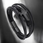 SKÓRZANA BRANSOLETKA PLECIONA MĘSKA RZEMIEŃ KRZYŻ SKÓRA NATURALNA PREMIUM - obrazek 6