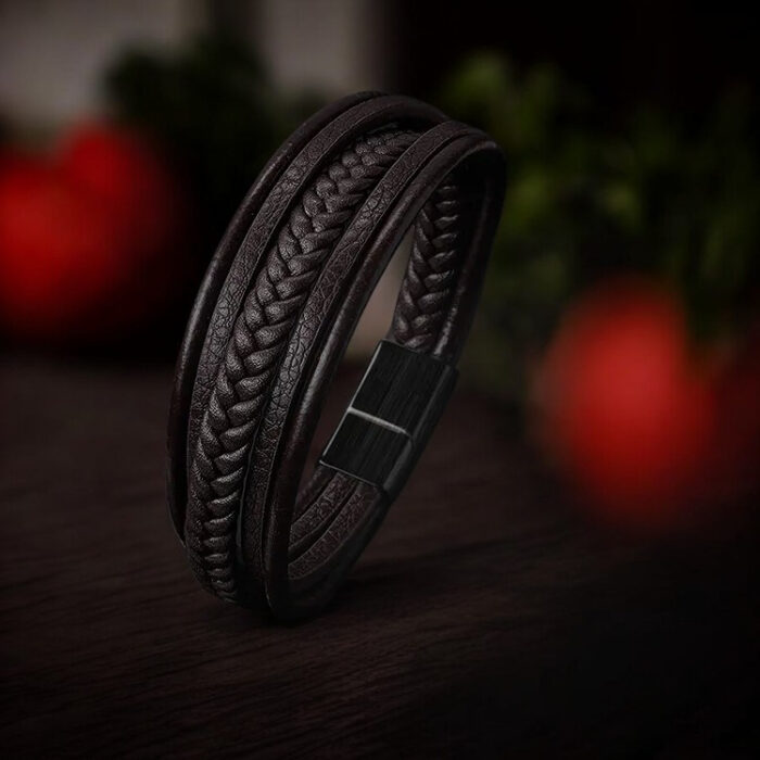 SKÓRZANA PERSONALIZOWANA BRANSOLETKA PLECIONA MĘSKA RZEMIEŃ SKÓRA NATURALNA PREMIUM GRAWER GRATIS - obrazek 6