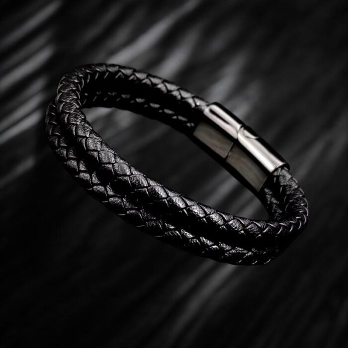 SKÓRZANA PERSONALIZOWANA BRANSOLETKA PLECIONA MĘSKA RZEMIEŃ SKÓRA NATURALNA PREMIUM GRAWER GRATIS - obrazek 3