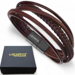 SKÓRZANA BRANSOLETKA PLECIONA MĘSKA RZEMIEŃ SKÓRA NATURALNA PREMIUM