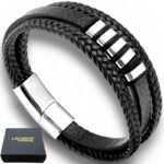 SKÓRZANA BRANSOLETKA PLECIONA MĘSKA POTRÓJNY RZEMIEŃ PREMIUM