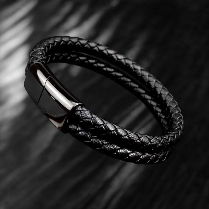 SKÓRZANA PERSONALIZOWANA BRANSOLETKA PLECIONA MĘSKA RZEMIEŃ SKÓRA NATURALNA PREMIUM GRAWER GRATIS - obrazek 8