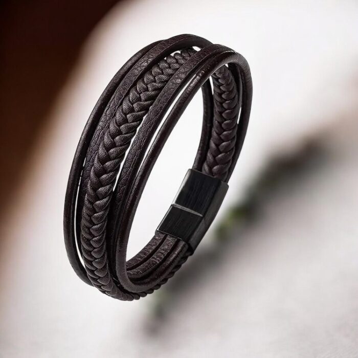 SKÓRZANA PERSONALIZOWANA BRANSOLETKA PLECIONA MĘSKA RZEMIEŃ SKÓRA NATURALNA PREMIUM GRAWER GRATIS - obrazek 8