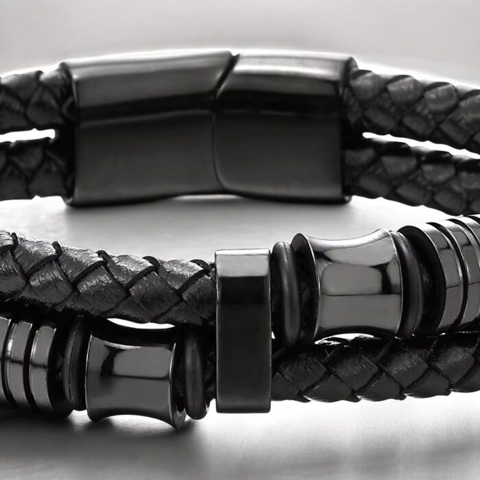 SKÓRZANA PERSONALIZOWANA BRANSOLETKA PLECIONA MĘSKA RZEMIEŃ SKÓRA NATURALNA PREMIUM GRAWER GRATIS - obrazek 7