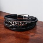 SKÓRZANA BRANSOLETKA PLECIONA MĘSKA RZEMIEŃ KOMPAS PREMIUM - obrazek 6