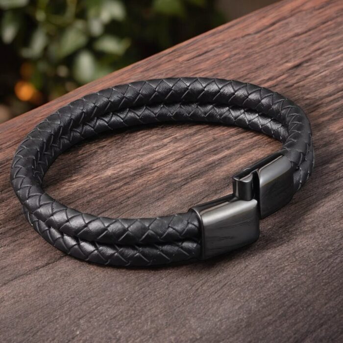 SKÓRZANA PERSONALIZOWANA BRANSOLETKA PLECIONA MĘSKA RZEMIEŃ SKÓRA NATURALNA PREMIUM GRAWER GRATIS - obrazek 9