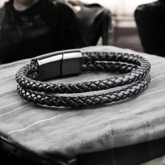 SKÓRZANA PERSONALIZOWANA BRANSOLETKA PLECIONA MĘSKA RZEMIEŃ SKÓRA NATURALNA PREMIUM GRAWER GRATIS - obrazek 7