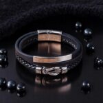 SKÓRZANA PERSONALIZOWANA BRANSOLETKA PLECIONA MĘSKA REGULOWANA PREMIUM GRAWER GRATIS - obrazek 5