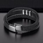 SKÓRZANA BRANSOLETKA PLECIONA MĘSKA REGULOWANA PREMIUM - obrazek 7