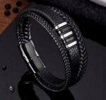 SKÓRZANA BRANSOLETKA PLECIONA MĘSKA REGULOWANA PREMIUM - obrazek 2
