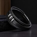 SKÓRZANA BRANSOLETKA PLECIONA MĘSKA REGULOWANA PREMIUM - obrazek 4