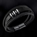 SKÓRZANA BRANSOLETKA PLECIONA MĘSKA REGULOWANA PREMIUM - obrazek 6