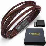 SKÓRZANA PERSONALIZOWANA BRANSOLETKA PLECIONA MĘSKA RZEMIEŃ SKÓRA NATURALNA PREMIUM GRAWER GRATIS