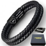 SKÓRZANA PERSONALIZOWANA BRANSOLETKA PLECIONA MĘSKA RZEMIEŃ SKÓRA NATURALNA PREMIUM GRAWER GRATIS