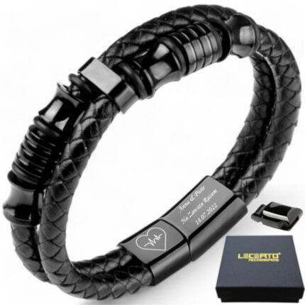 SKÓRZANA PERSONALIZOWANA BRANSOLETKA PLECIONA MĘSKA RZEMIEŃ SKÓRA NATURALNA PREMIUM GRAWER GRATIS