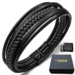 SKÓRZANA PERSONALIZOWANA BRANSOLETKA PLECIONA MĘSKA RZEMIEŃ SKÓRA NATURALNA PREMIUM GRAWER GRATIS