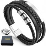 SKÓRZANA BRANSOLETKA PLECIONA MĘSKA REGULOWANA PREMIUM