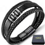 SKÓRZANA PERSONALIZOWANA BRANSOLETKA PLECIONA MĘSKA REGULOWANA PREMIUM GRAWER GRATIS