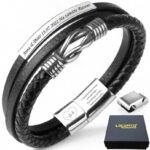 SKÓRZANA PERSONALIZOWANA BRANSOLETKA PLECIONA MĘSKA REGULOWANA PREMIUM GRAWER GRATIS