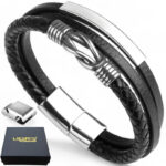 SKÓRZANA BRANSOLETKA PLECIONA MĘSKA REGULOWANA PREMIUM