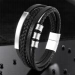 SKÓRZANA BRANSOLETKA PLECIONA MĘSKA REGULOWANA PREMIUM - obrazek 2