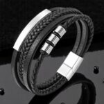 SKÓRZANA BRANSOLETKA PLECIONA MĘSKA REGULOWANA PREMIUM - obrazek 5