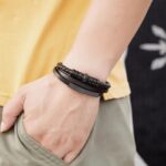 SKÓRZANA BRANSOLETKA PLECIONA MĘSKA REGULOWANA PREMIUM - obrazek 8