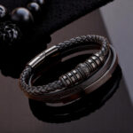 SKÓRZANA BRANSOLETKA PLECIONA MĘSKA REGULOWANA PREMIUM - obrazek 7