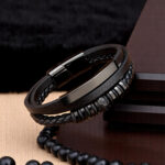 SKÓRZANA BRANSOLETKA PLECIONA MĘSKA REGULOWANA PREMIUM - obrazek 4