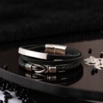 SKÓRZANA PERSONALIZOWANA BRANSOLETKA PLECIONA MĘSKA REGULOWANA PREMIUM GRAWER GRATIS - obrazek 2