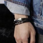 SKÓRZANA PERSONALIZOWANA BRANSOLETKA PLECIONA MĘSKA REGULOWANA PREMIUM GRAWER GRATIS - obrazek 3